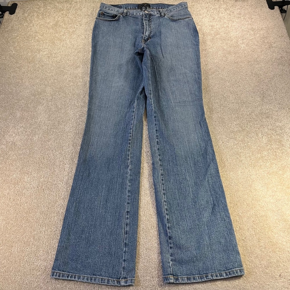 New York & Company Bootcut Jeans Womens 8 Tall Blue Medium Wash Mid Rise Stretch